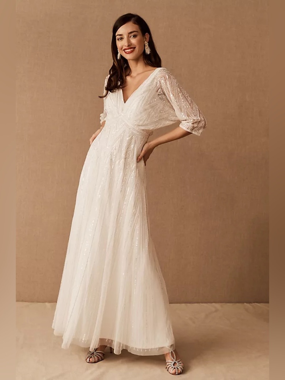 Bhldn Ellesmere white beaded gown